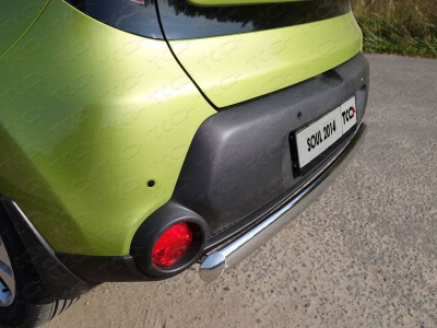 Защита заднего бампера овальная 75-42 мм ТСС для Kia Soul 2014-2016